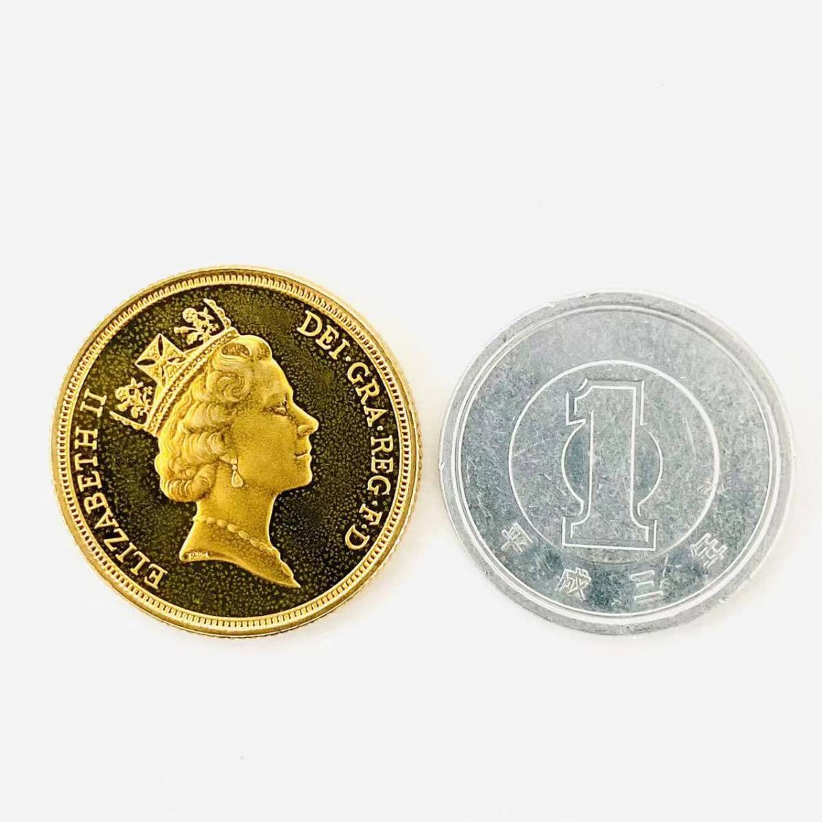 エリザベス2世　金貨　イギリス　ソブリン　美品　1993年　22金　8g　イエローゴールド　GOLD　コレクション　コイン　美品