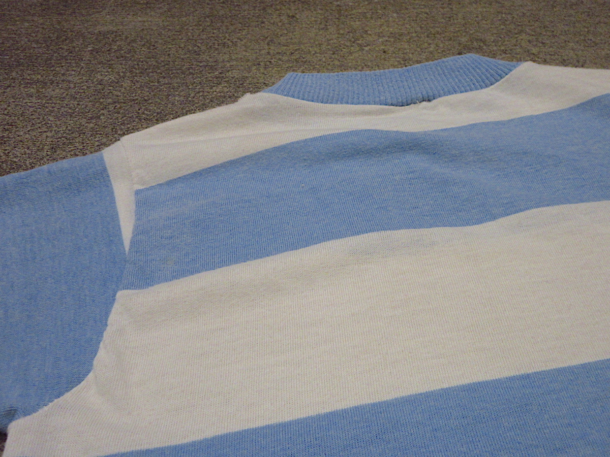  Vintage 60\'s70\'s*Donmoor boys хлопок широкий окантовка футболка бледно-голубой × белый size 16*220714r1-k-tsh б/у одежда futoshi окантовка ребенок одежда рубашка с коротким рукавом 