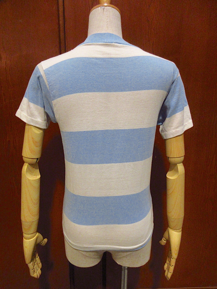  Vintage 60\'s70\'s*Donmoor boys хлопок широкий окантовка футболка бледно-голубой × белый size 16*220714r1-k-tsh б/у одежда futoshi окантовка ребенок одежда рубашка с коротким рукавом 