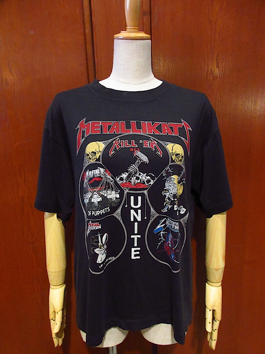 まとめ買いでお得 ビンテージ80's○METALLICAプリントTシャツ黒size