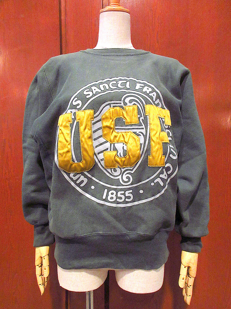 ビンテージ90’s●Champion USFリバースウィーブスウェット緑size M●220731k4-m-sws 1990sチャンピオンカレッジ古着_画像1