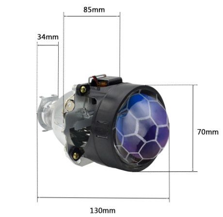 C019 bee. nest honeycomb design xenon projector lens embedded for H1(H4/H7 adaptor attaching .) color : blue 