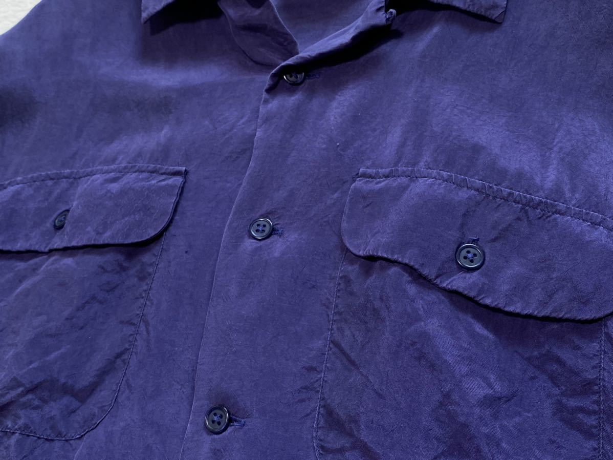 Piancavallo 半袖 オープンカラーシャツ レーヨン ネイビー 日本製 ビンテージ 90's_画像5
