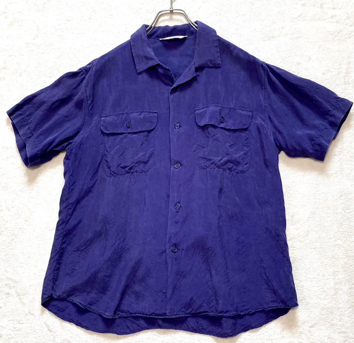 Piancavallo 半袖 オープンカラーシャツ レーヨン ネイビー 日本製 ビンテージ 90's_画像6