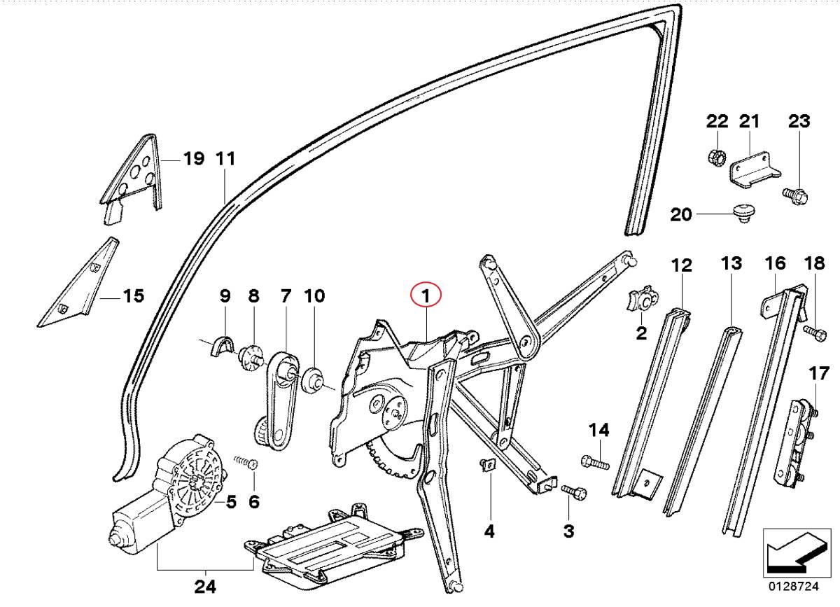 BMW 3シリーズ E36 パワーウィンドウレギュレーター 左 フロント 51331977609 316i 318i 320i 323i 325i 328i 他 セダン ツーリング 新品_画像4