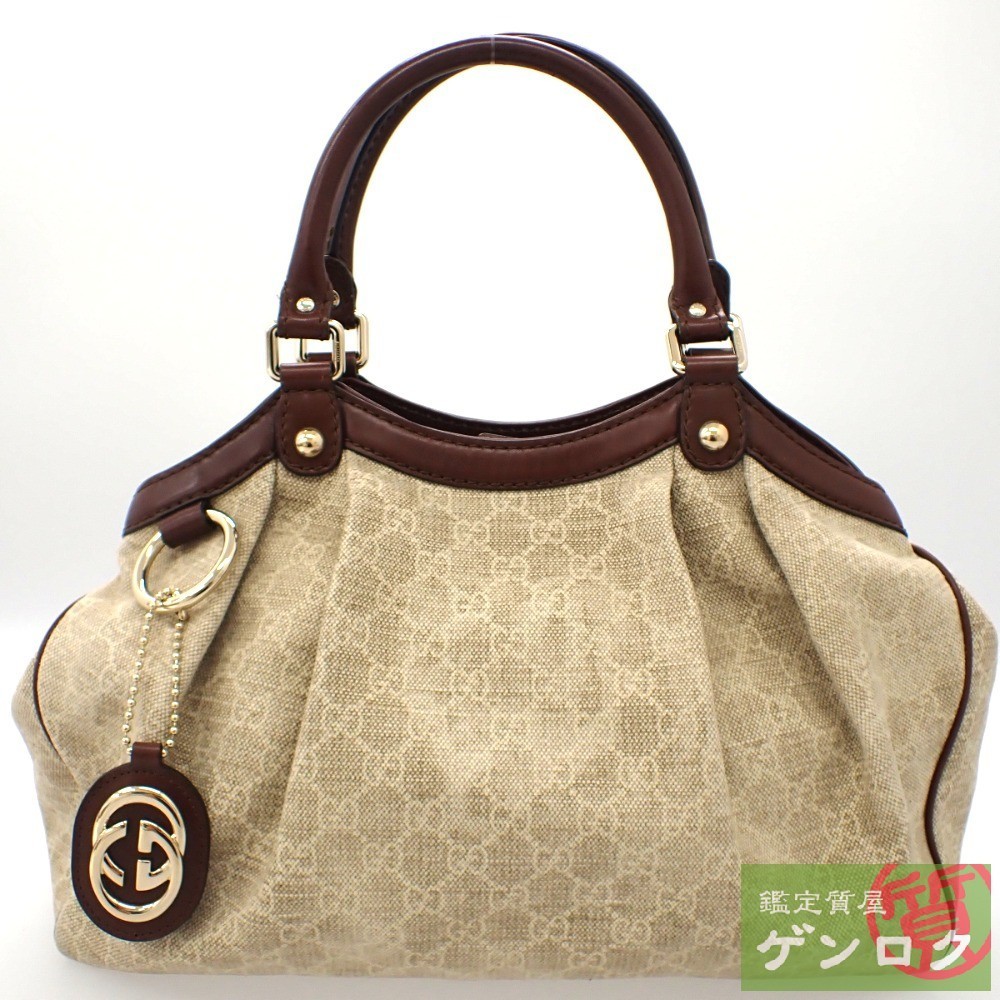 グッチ スーキー GGキャンバス トートバッグ 211944 ベージュ×ブラウン