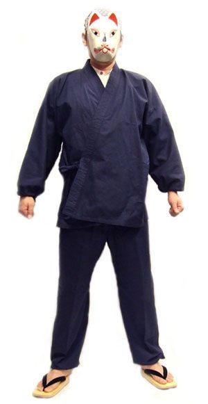 久留米織作務衣（紺）3L　日本製