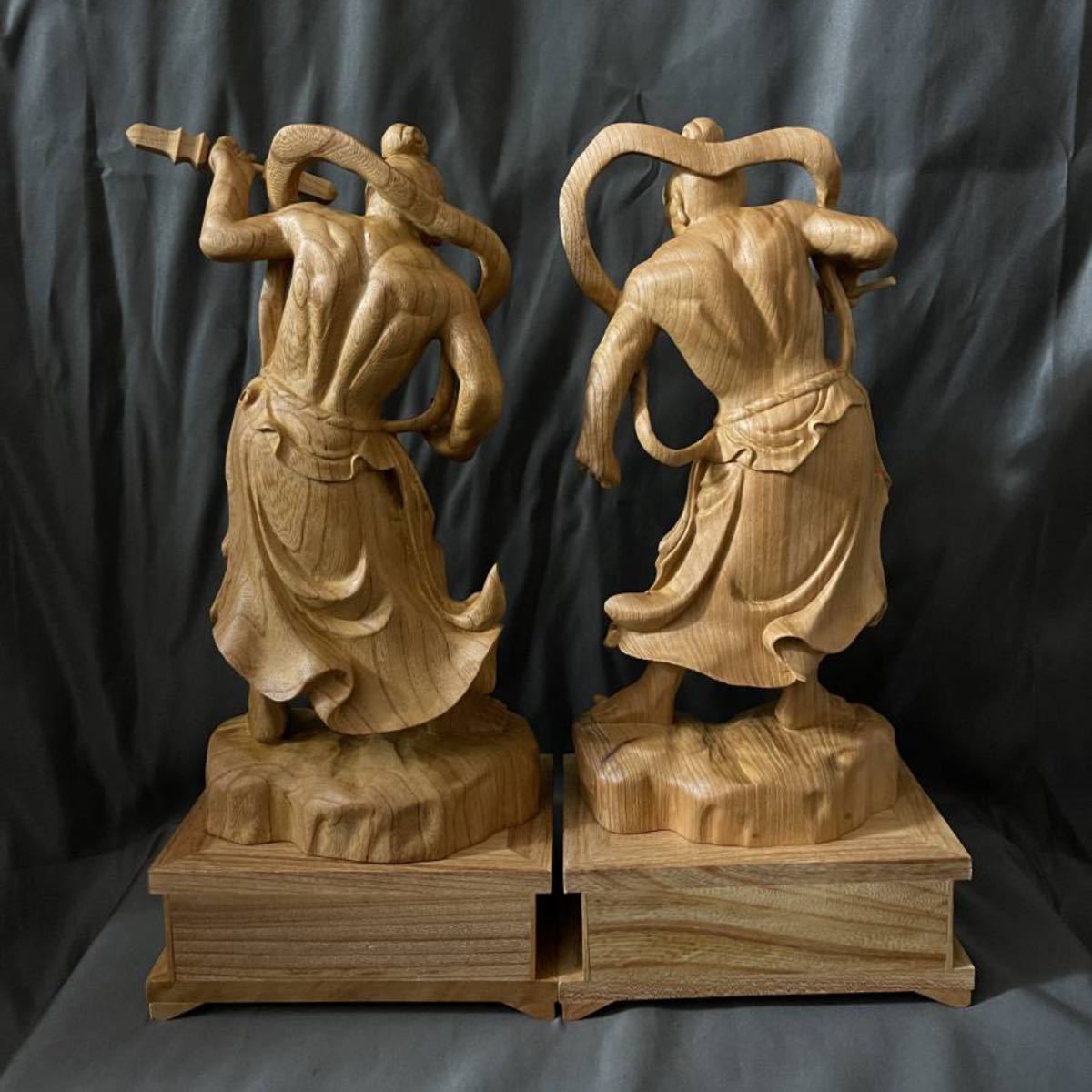 高37cm 極上品 仏教工芸品 一刀彫 総ケヤキ材 木彫仏像 金剛力士像