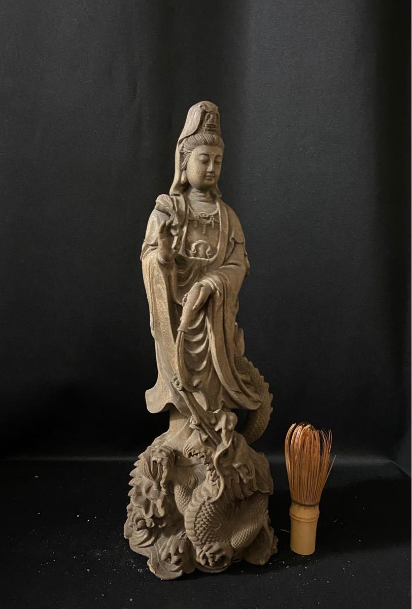 マリナボーダー 高36cm仏教工芸品 総楠製 井波彫刻一刀彫 木彫仏像 龍