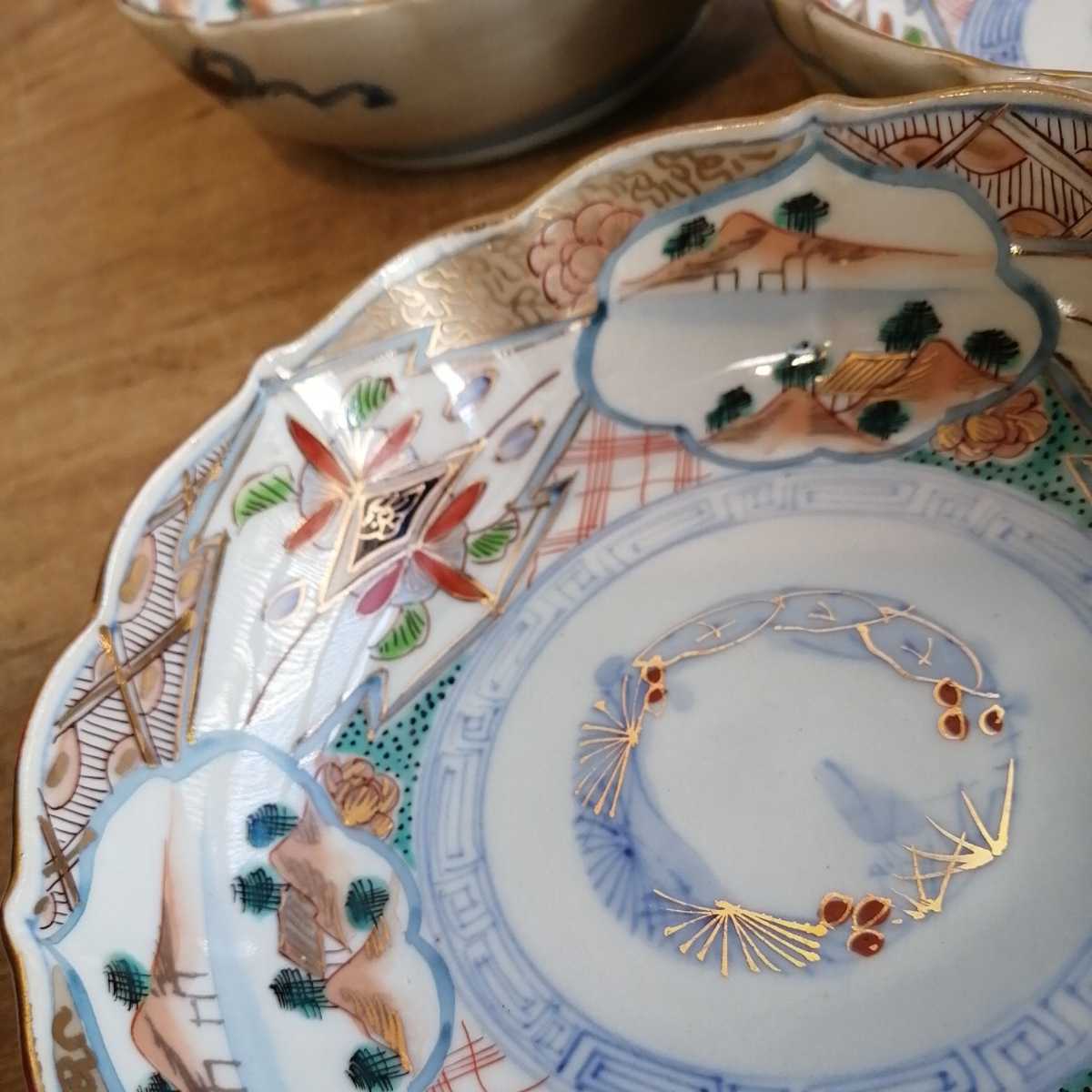 伊万里向日葵紋膾皿五客-