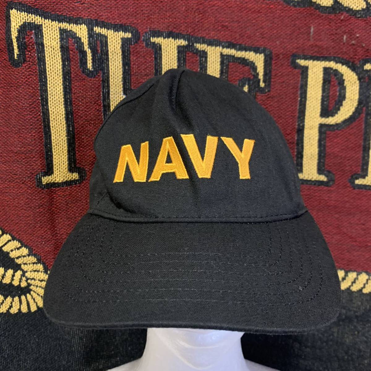 沖縄 米軍放出品 NAVY MADE IN USA 帽子 キャップ アウトドア オシャレ ファッション 調節可能 (管理番号HI12)_画像1