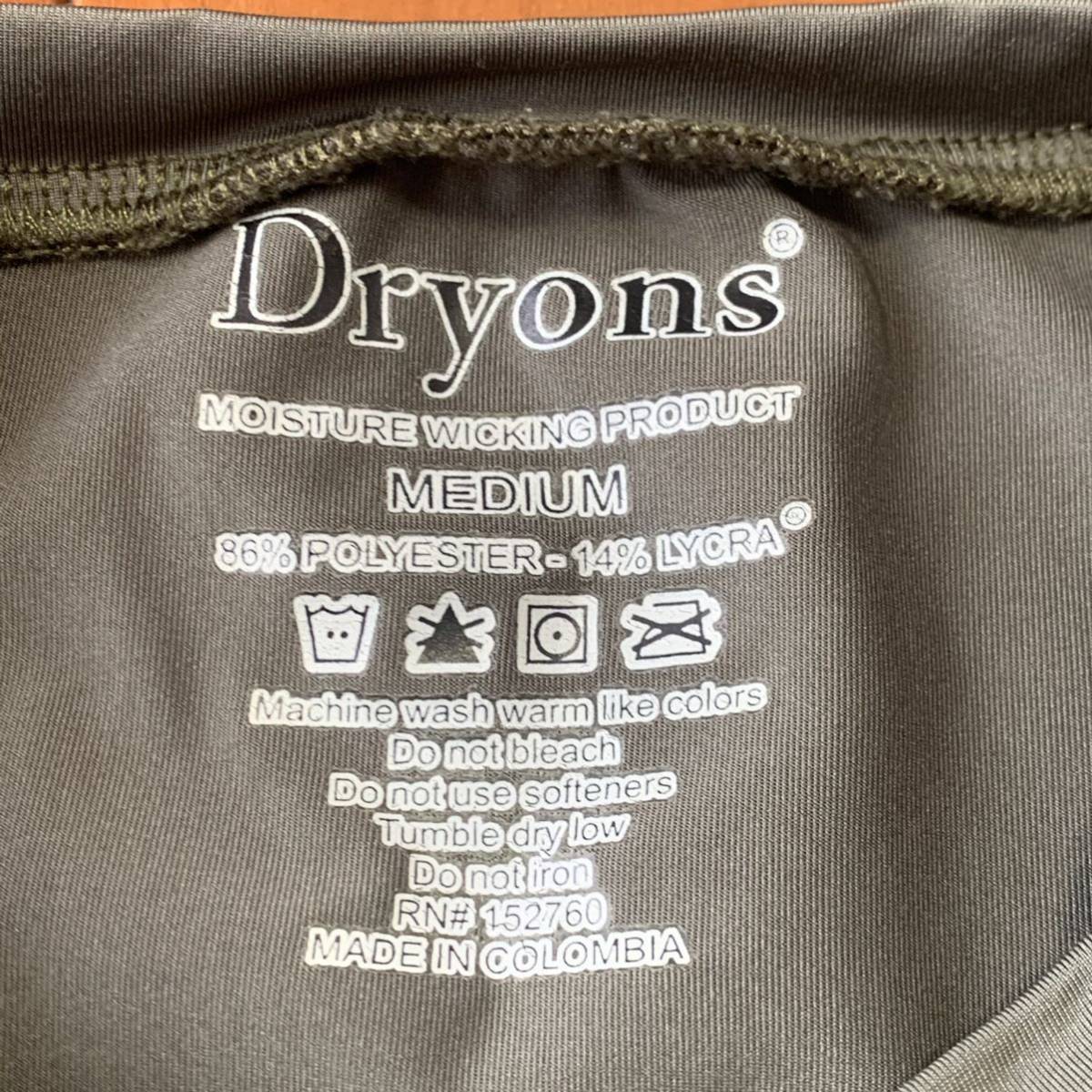 沖縄 米軍放出品 USMC MARINE DRYONS 無地 Tシャツ トレーニング ランニング 筋トレ スポーツ MEDIUM OD (管理番号RS12)の画像2