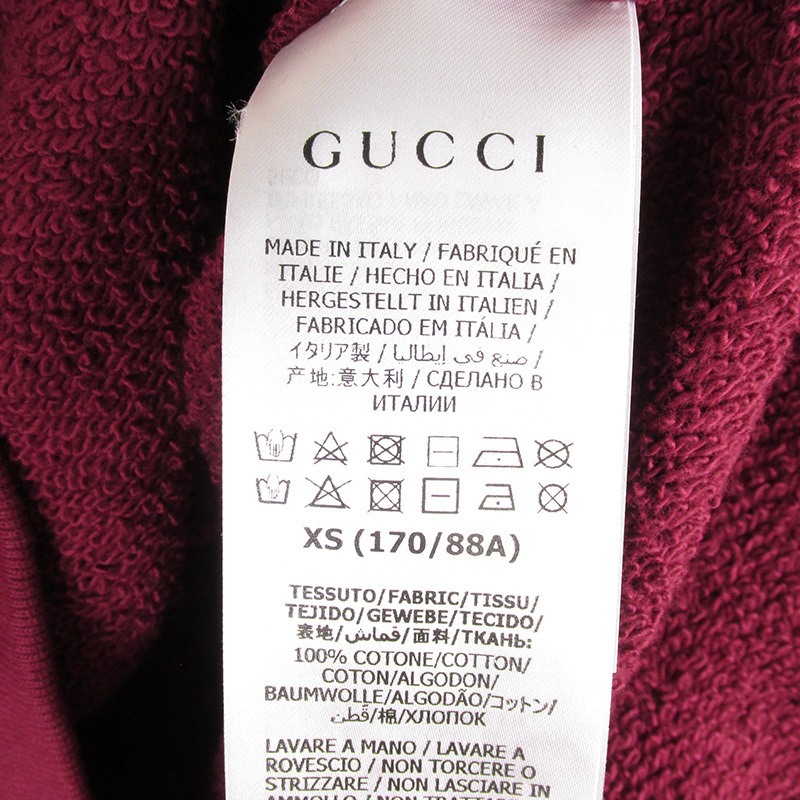 LFW6502 GUCCI グッチ スウェット パーカー Orgasmique XS（170/88A） バーガンディ系 未使用_画像4