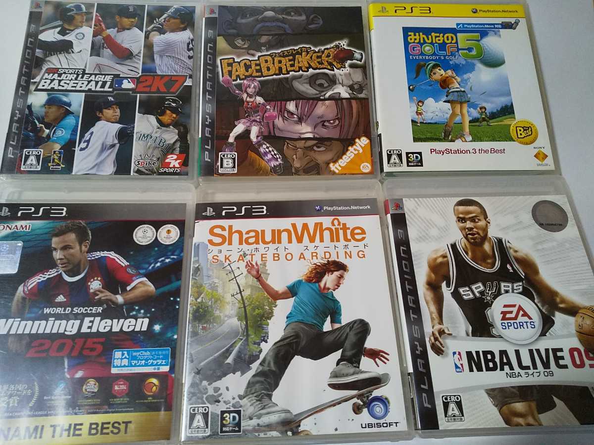 PS3 スポーツ ゲーム 6本セット ショーン・ホワイト スケートボード フェイスブレイカー メジャーリーグ NBA ウイイレ みんなのゴルフ