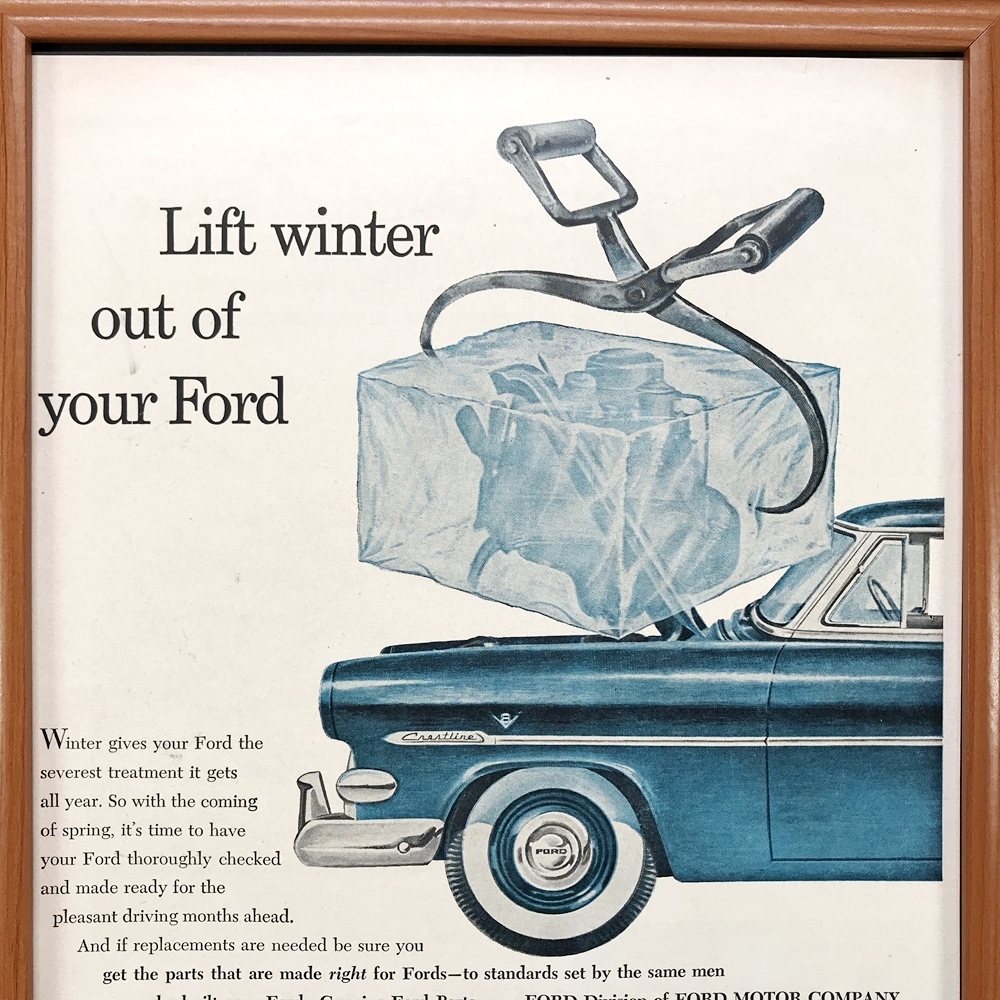 ■即決◆1954年(昭和29年) FORD フォード 純正パーツ /クレストライン【B4-3582】アメリカ ビンテージ雑誌広告【B4額装品】当時物 ★同梱可_画像4