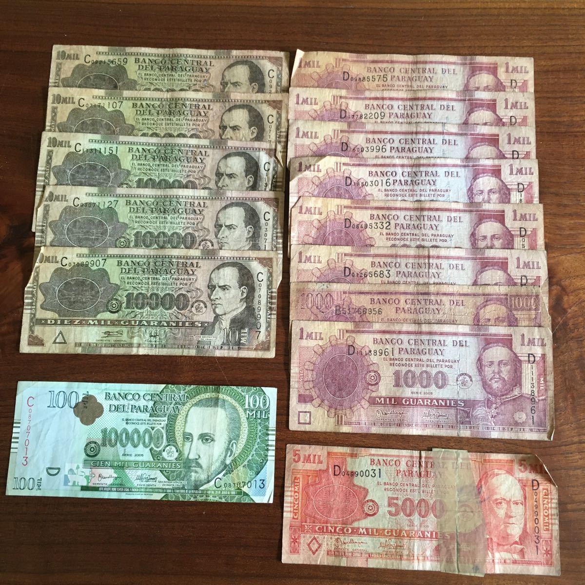 PARAGUAY・100・500・1000・5000・10000グアラニ PARAGUAY・100・500・1000・5000・10000グアラニ