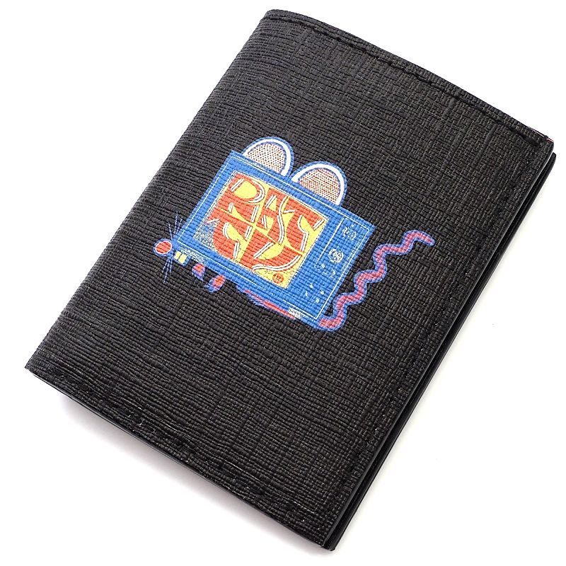 G03157 新品 20SS ANONYME × POGGY THE MAN/フランス製 レザーウォレット 財布 カードケース ブラック 黒 アノニム ポギー