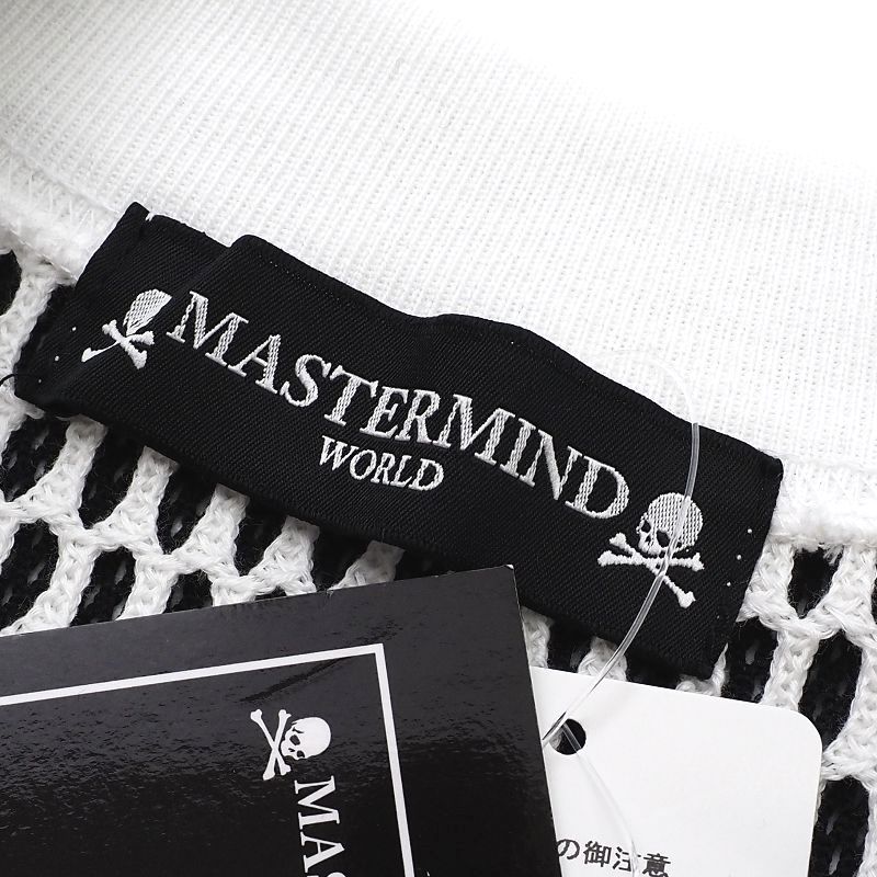 G03255 新品 20SS MASTERMIND WORLD/レイヤード メッシュ カットソー【サイズ：M】ブラック×ホワイト スカル マスターマインド _画像4