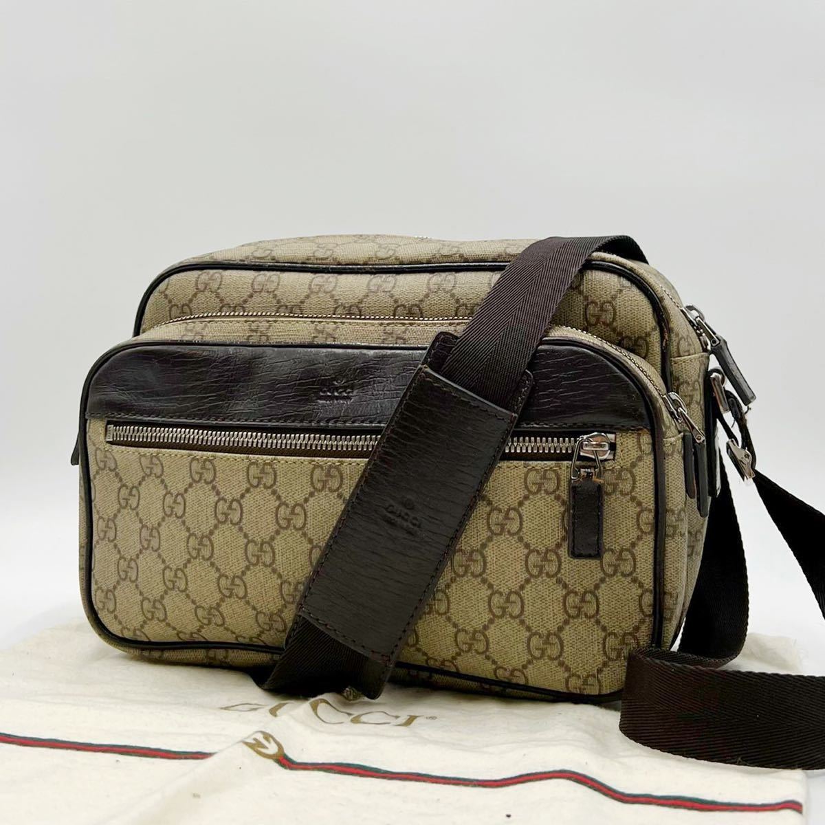 1円 【極美品】 GUCCI グッチ ショルダーバッグ GG柄 GGスプリーム PVC