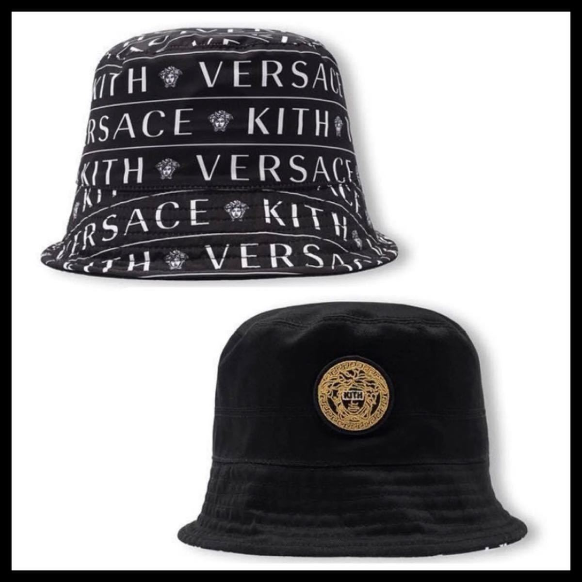 美品　レア　Kith x Versace モノグラム リバーシブル バケットハット　モノグラム　キャップ_画像1