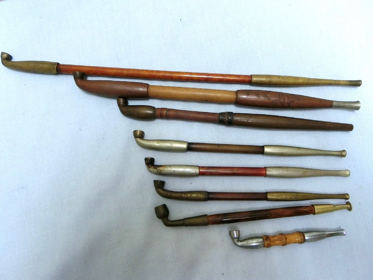収集!【煙管 きせる 8種類 印刻文在銘入り 喫煙具 骨董】◇煙草 ...