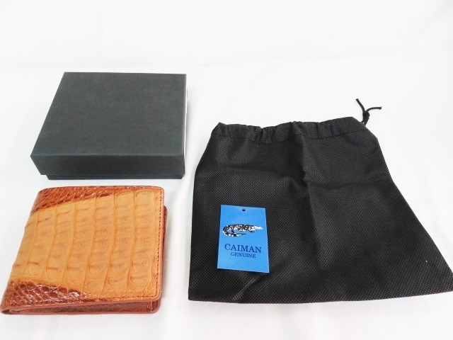 QQ 新品 高級 クロコダイル 二つ折財布 ブラウン レザー 本革 皮革 メンズ わに革 ワニ革 メンズ 男性用 カイマンワニ