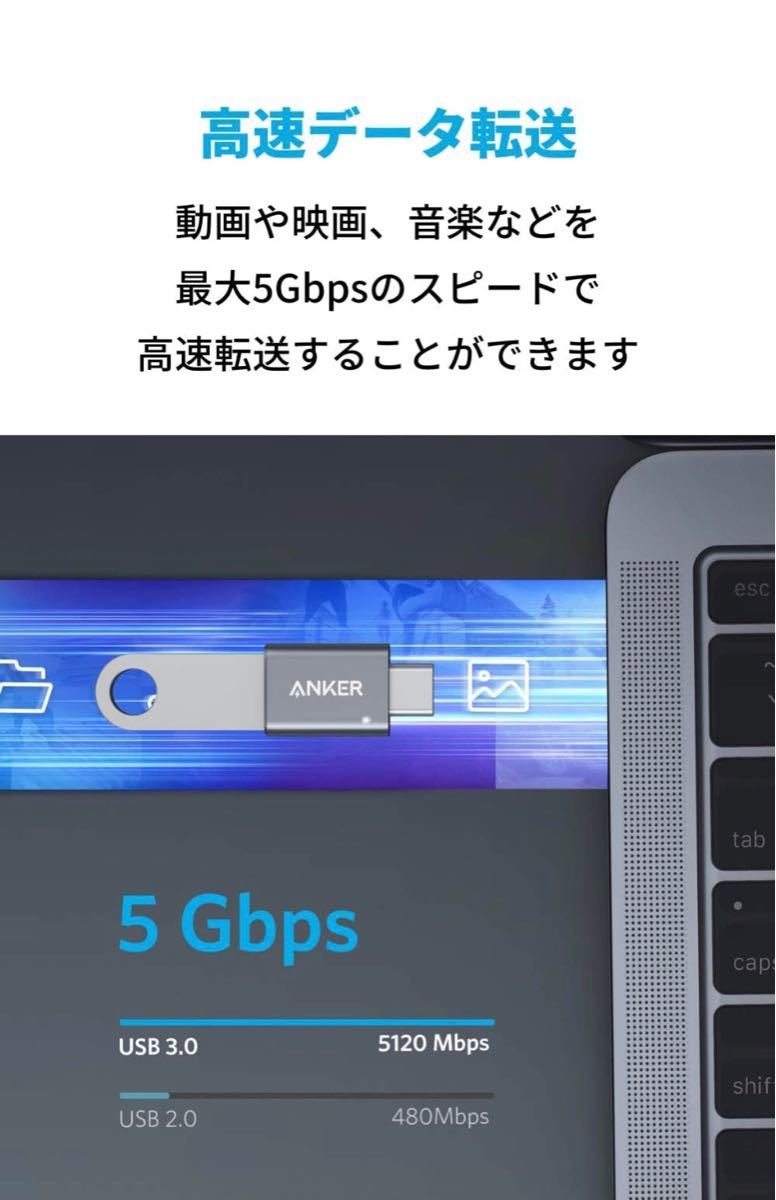 Anker USB-C & USB 3.0 変換アダプタ 最大5Gbps 1個