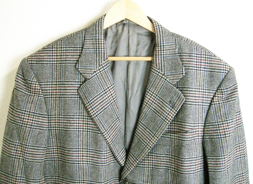 □ISAIA【イザイア】茶 系 チェック メンズ ジャケット ・50