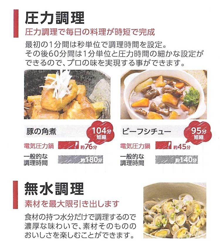 電気圧力鍋 2.8L 1台7役 レシピブック付き 圧力調理 無水調理 時短