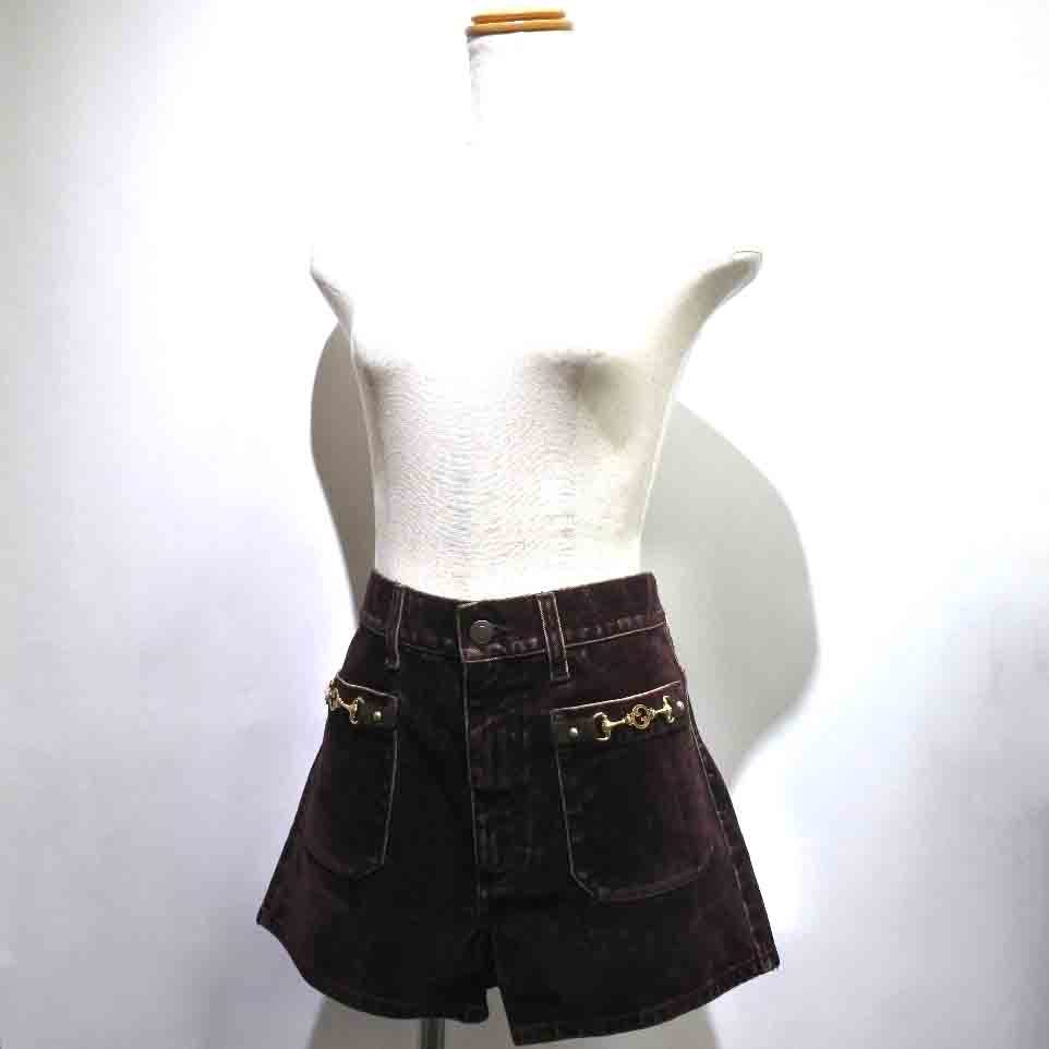 GUCCI Gucci short pants Inter locking 600456 pants cotton × polyurethane tea lady's [H172522099] unused 