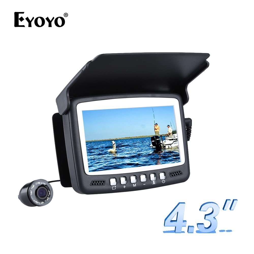 Eyoyo 水中カメラ 15 メートル 釣り竿型 4.3 液晶モニター 1000TVL フィッシュファインダー ナイトビジョン サンバイザー付