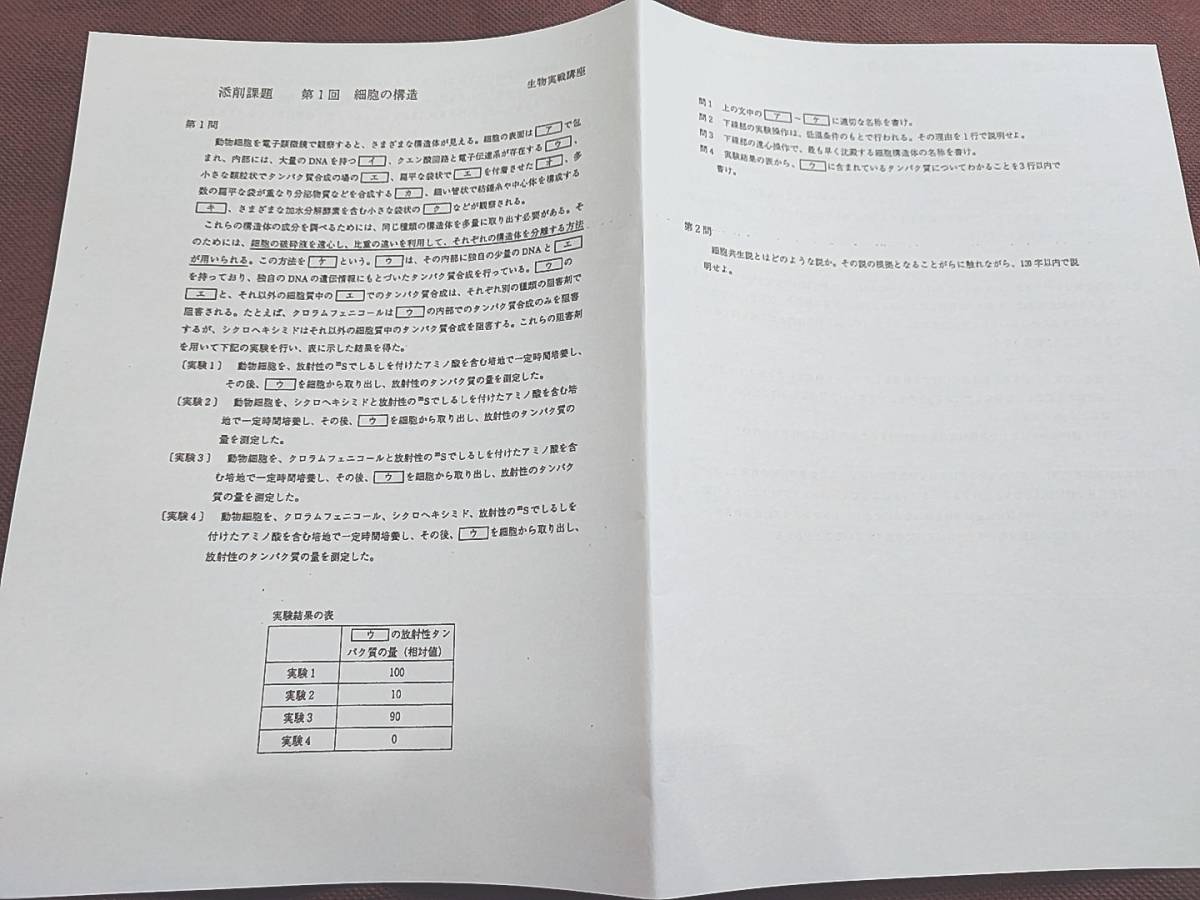 鉄緑会　生物実戦講座　添削課題集　問題・解説・講評　上位クラス　河合塾　駿台　鉄緑会　Z会　東進　SEG