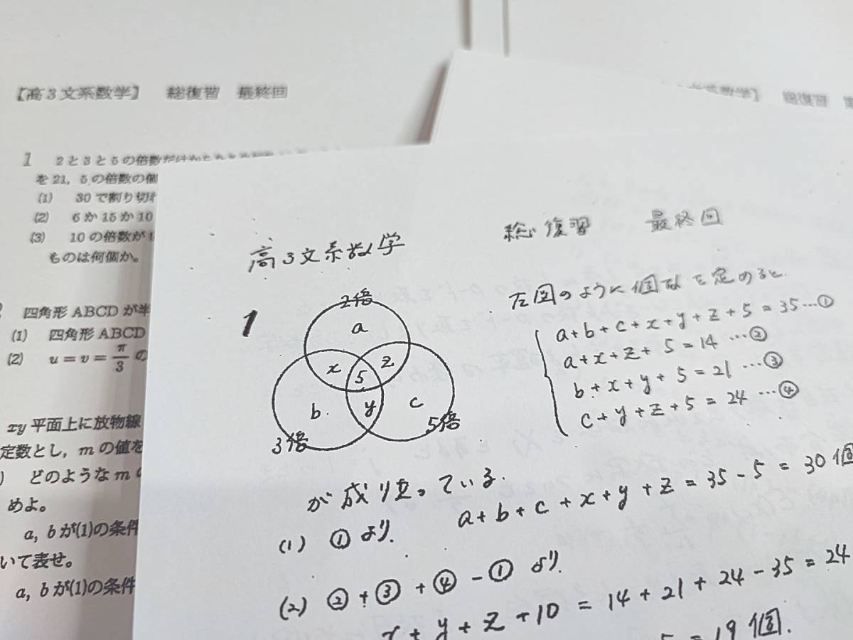 鉄緑会　大阪校　高３文系数学　総復習全セット　問題・解説　鶴田先生　河合塾　駿台　鉄緑会　Z会　東進　SEG