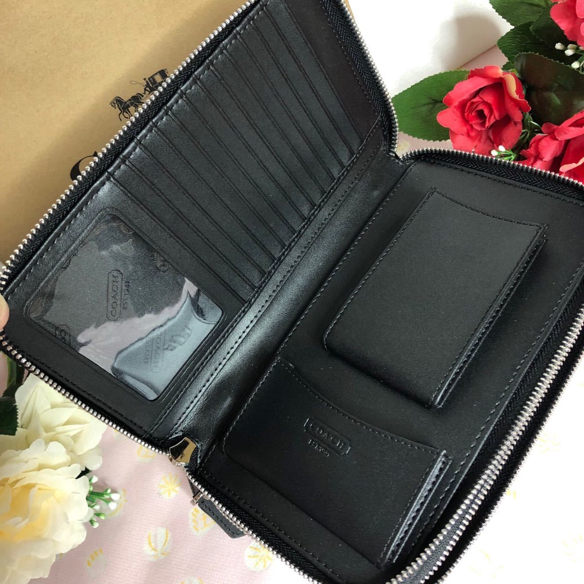 COACH 長財布 トラベルオーガナイザー セカンドバッグ エンボス メンズ