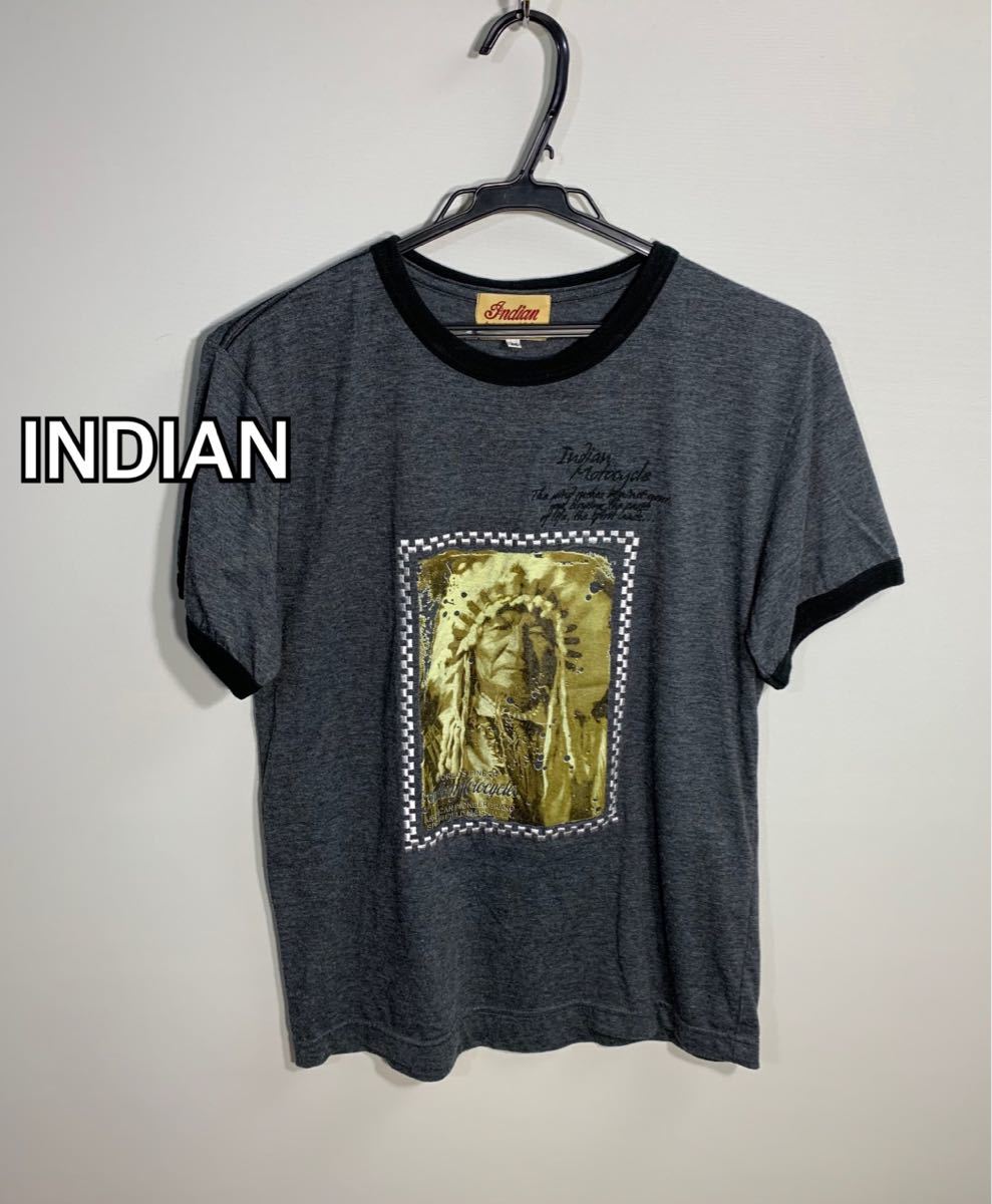 ■INDIAN MOTORCICLE インディアン　モーターサイクル■プリントTシャツ:M☆TS-51_画像1