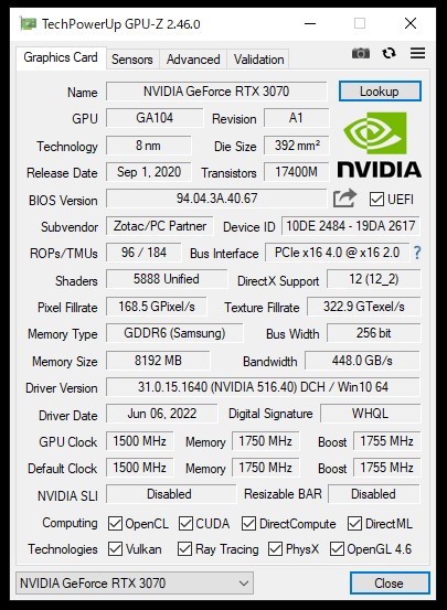 ☆クリーニング・ベンチマークテスト済み☆GeForce RTX 3070 TWIN EDGE OC 8GB 256BIT GDDR6 NVIDIA ZOTAC 非LHR|non-LHR