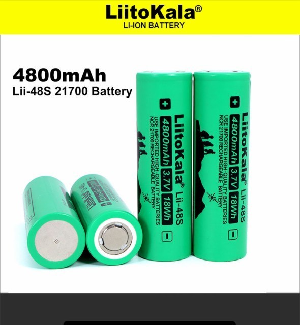 【即決】 LiitoKala 大容量リチウムイオンバッテリー Lii-48S 21700 3.7V 4800mAh 9.6A フラットトップ リチウムイオン電池 1個 E292_画像3