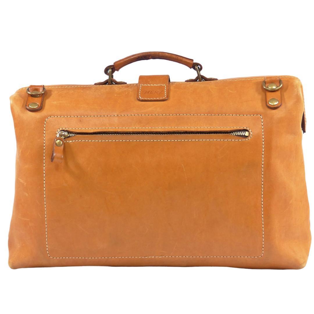  prompt decision *HERZ* all leather business bag hell tsu men's tea Camel original leather briefcase real leather commuting bag business trip bag bag lady's 