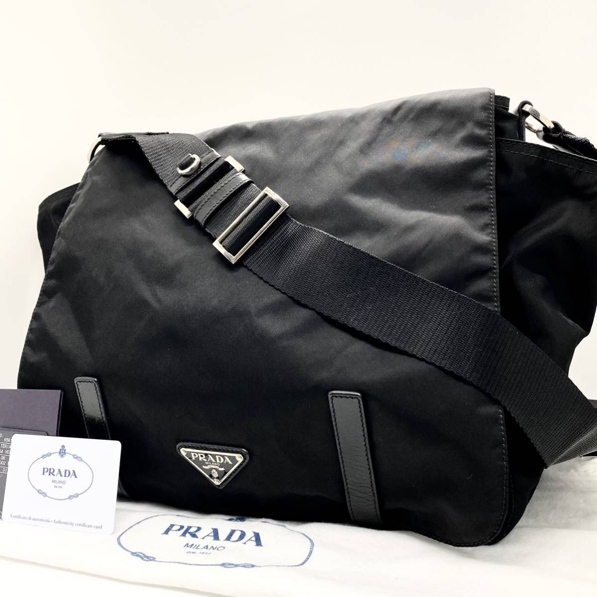 1円〜《未使用》PRADA プラダ 三角ロゴ ナイロン レザー