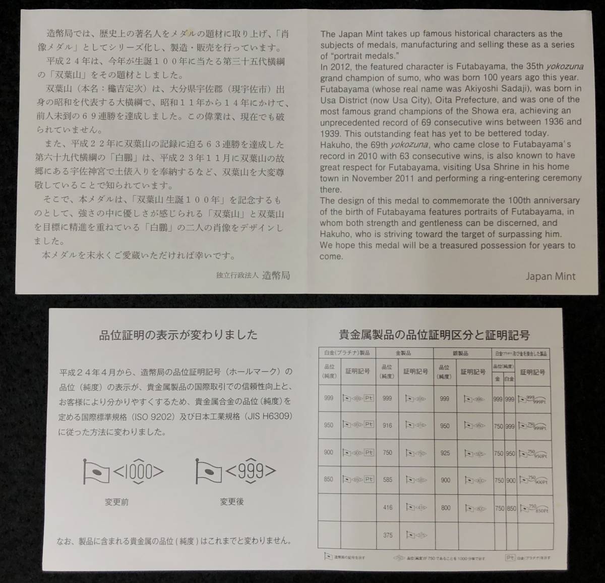 肖像メダル 双葉山 生誕100年 造幣局 純銀 銀いぶし仕上げ | udaytonp