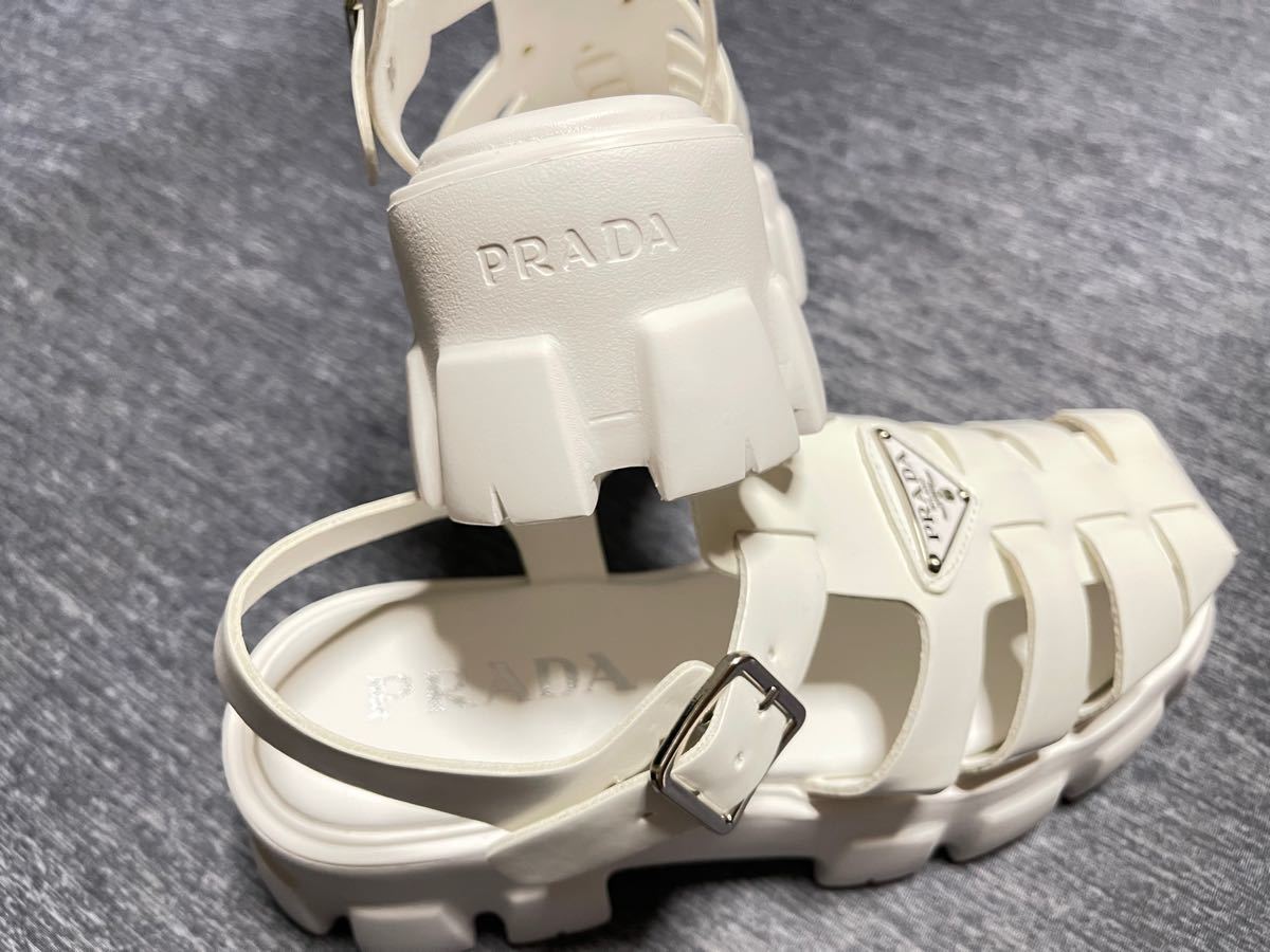 プラダ ラバーサンダル 白 24cm PRADA rubber sandals 国内完売品