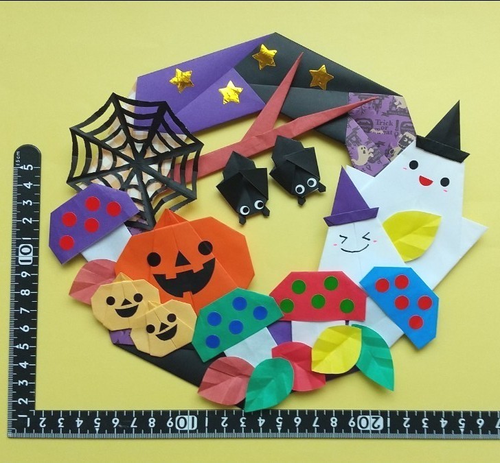 Paypayフリマ 壁面飾り 折り紙リース ハロウィン 10月 吊り下げ飾り Paypayフリマ 壁面飾り 折り紙リース ハロウィン 10月 吊り下げ飾り