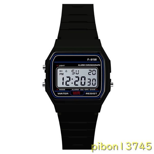 H1243：女性男性ユニセックス腕時計 ヴィンテージledデジタル腕時計 電子デジタル プレゼント ギフト_黒