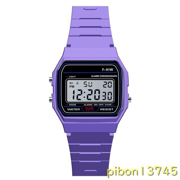 H1243：女性男性ユニセックス腕時計 ヴィンテージledデジタル腕時計 電子デジタル プレゼント ギフト_紫