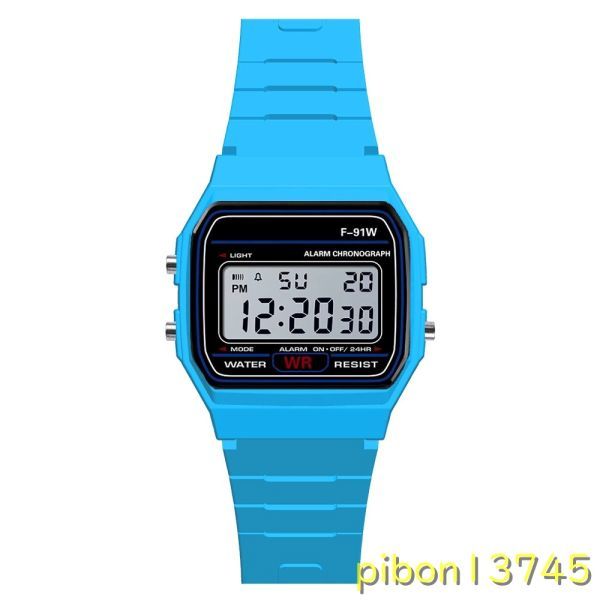 H1243：女性男性ユニセックス腕時計 ヴィンテージledデジタル腕時計 電子デジタル プレゼント ギフト_ライトブルー