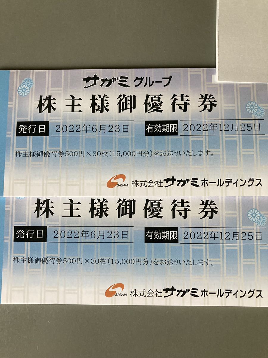 早い者勝ち　サガミホールディングス 株主優待券15000円分　先着2名_画像1