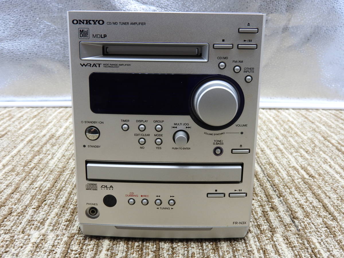 ONKYO オンキョー CD/MDミニコンポ FR-N3X スピーカー D-N500 リモコン付 2003年製 動作品「管理№KA2078」