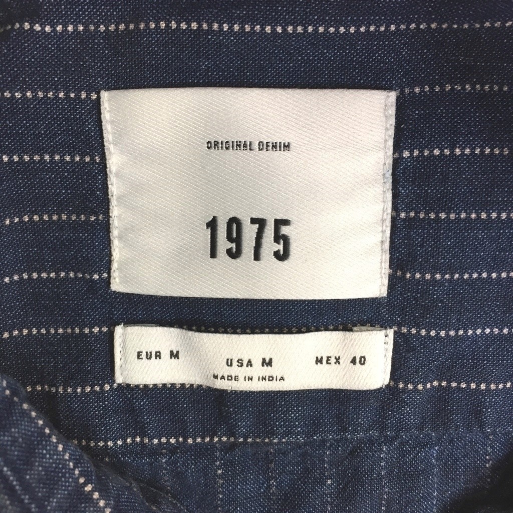 ◆お洒落な逸品◆ZARA/ザラ 長袖 シャツ デニム シャツ ストライプ 紺 ネイビー サイズM メンズ K106 ｃ3273_画像3