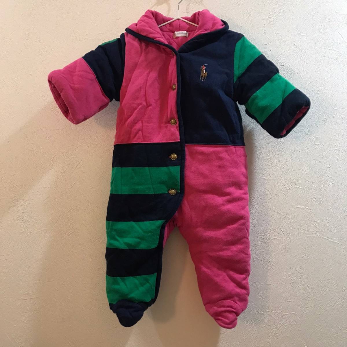 * stylish excellent article *POLO RALPH LAUREN/ Polo Ralph Lauren coverall pink green navy baby rompers 70cm ON3068