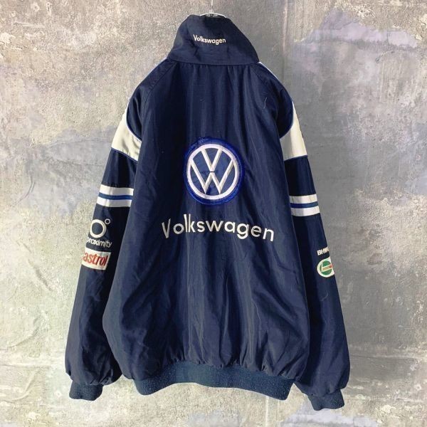  очень редкий трудно найти *VOIKSwagen Volkswagen гоночная куртка с хлопком жакет мужской XL темно-синий NOH961 Beetle Golf 
